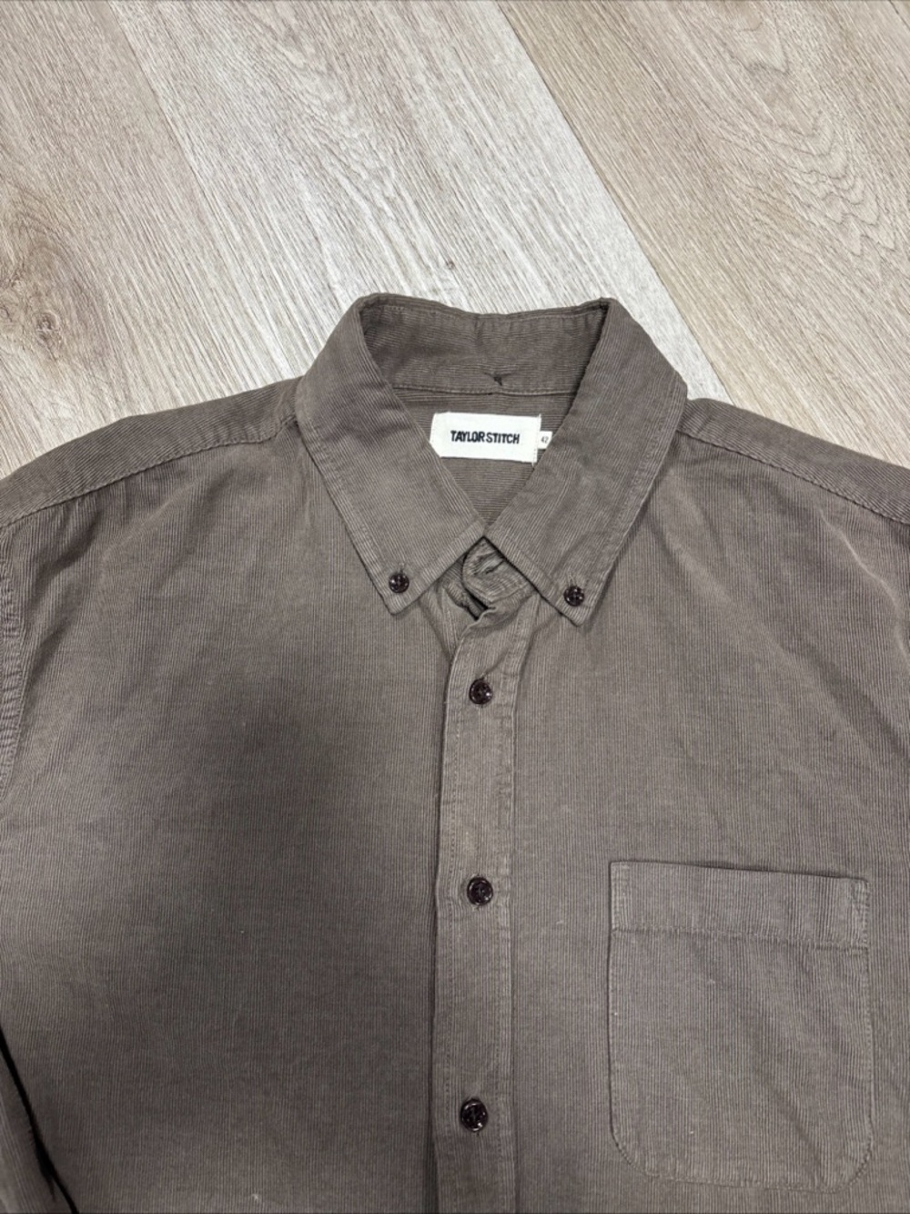 Taylor Stitch Mens button down Shirt Size 42 Long Sleeve corduroy cotton grey